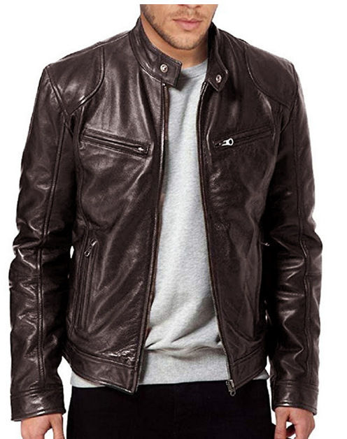 Thumbnail: 2023 Fashion Mens Leather Jacket Slim Fit Stand Collar PU Jacket Male Anti-wind 