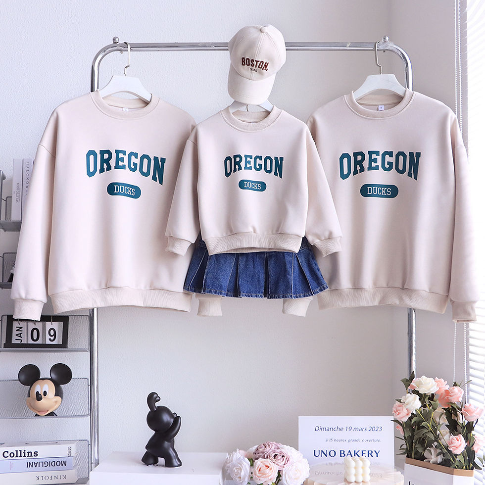 Thumbnail: Family Oregon sweatshirts, child with skirt and cap