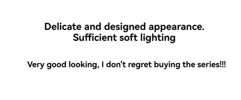 Thumbnail: Partial review text: designed appealing, sufficient soft lighting, no regret buying