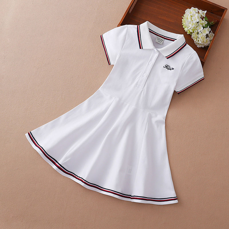 Thumbnail: Kids Girls Sport Dresses Cotton Turn-Down Collar Tennis Dress 2025 New Summer Sh