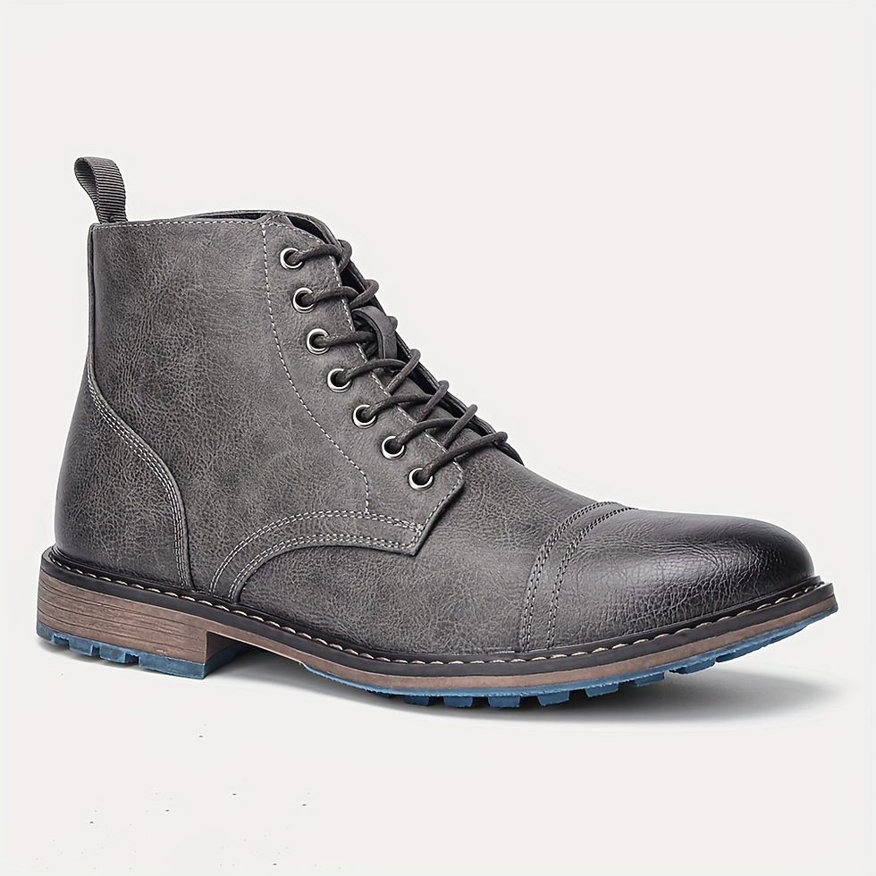 Thumbnail: Men's Oxford Boots Cap Toe Ankle Boots Outdoor Formal Dress Shoes For Party Offi