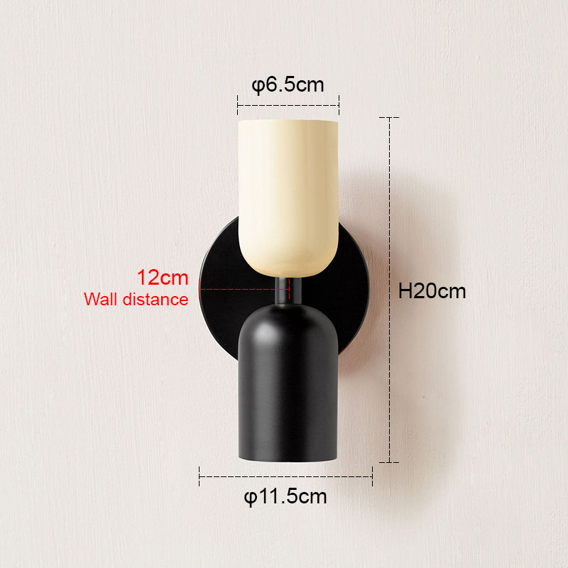 Thumbnail: Wall lamp dimensions: H20cm, shade φ6.5cm, base φ11.5cm, 12cm wall distance