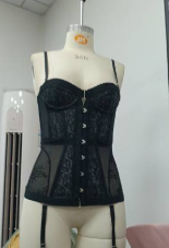 Thumbnail: Sexy Slim Fit Corset Lace Hollow Out Sleeveless Strapless Top Lace Up Slim Fit T