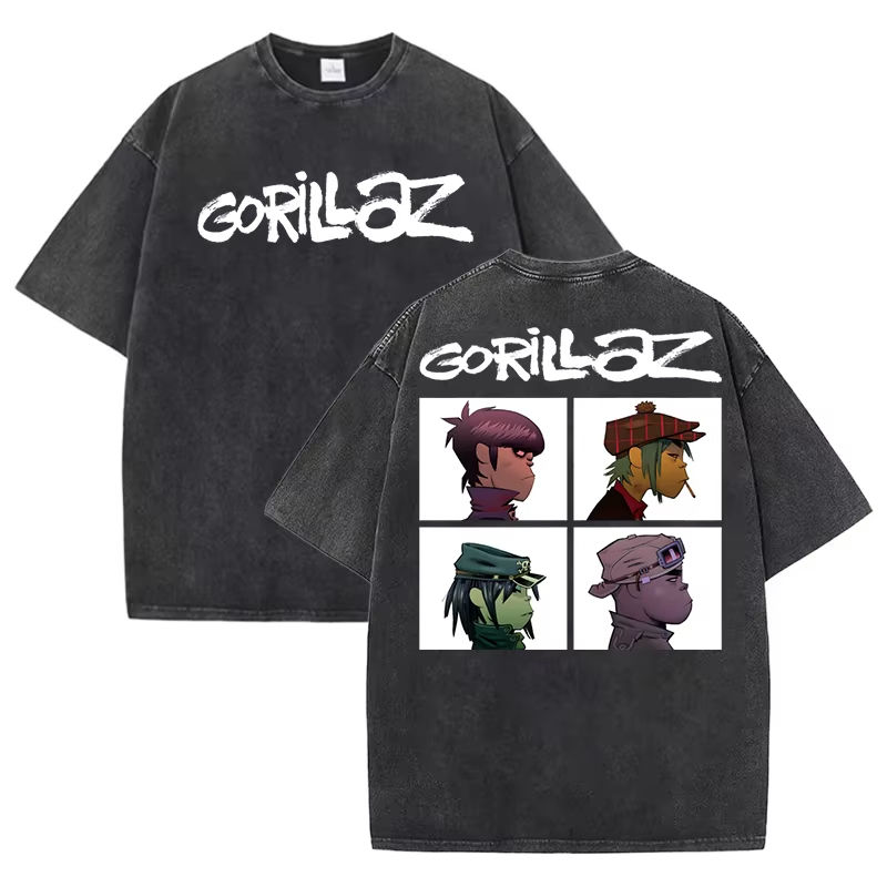 Thumbnail: Gorillaz Print T-shirts for Women/Men Summer Short Sleeve Round Neck Tee Shirts 