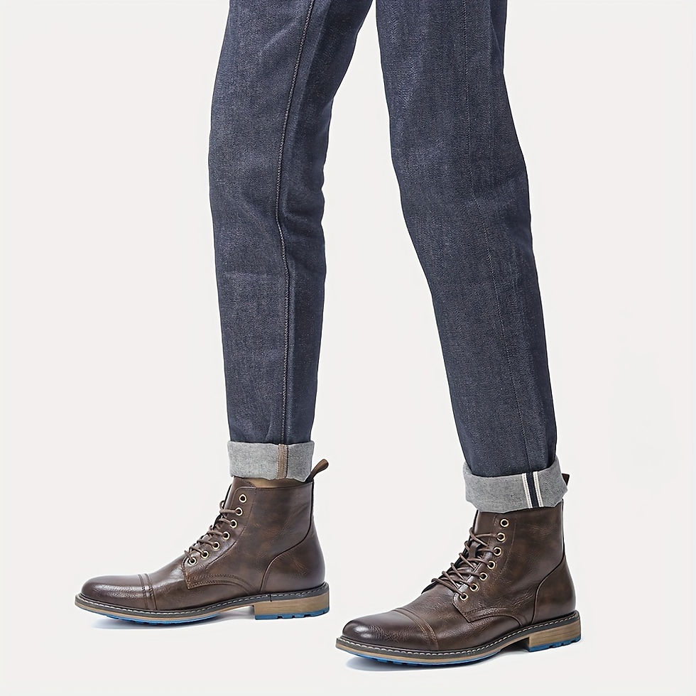 Thumbnail: Men's Oxford Boots Cap Toe Ankle Boots Outdoor Formal Dress Shoes For Party Offi