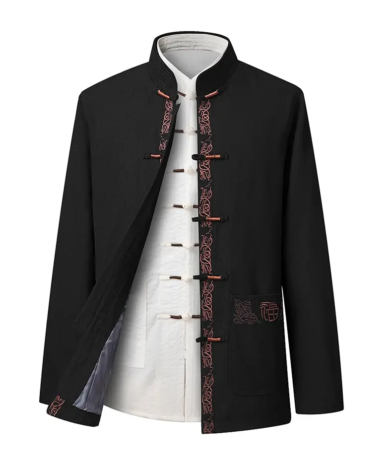 Thumbnail: Black traditional Chinese jacket with frog closures