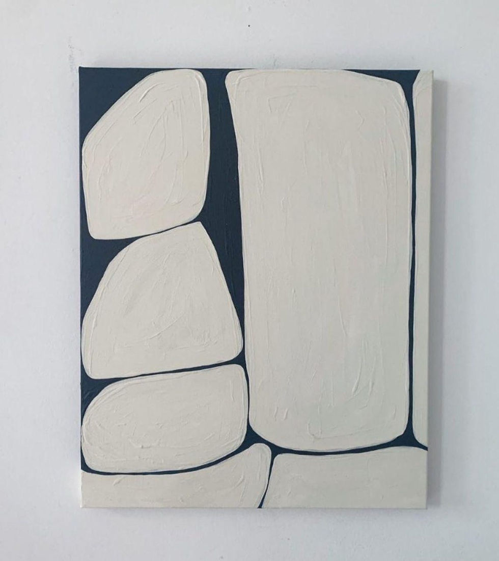 Thumbnail: Modern abstract canvas with off-white blocks on navy