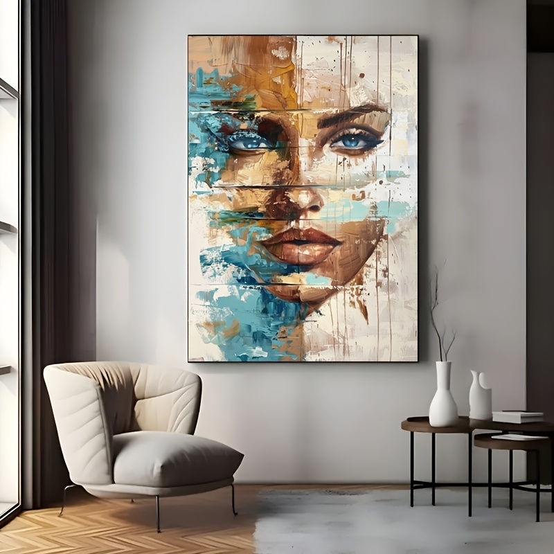 Thumbnail: Hand-painted abstract mural of a woman's face