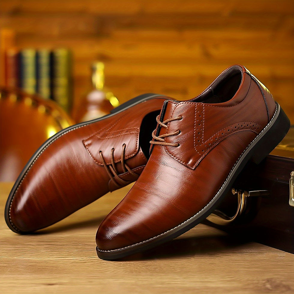 Thumbnail: Men's Fashion Round Toe Lace-Up Dress Shoes, Non-Slip Formal Shoes For Wedding P