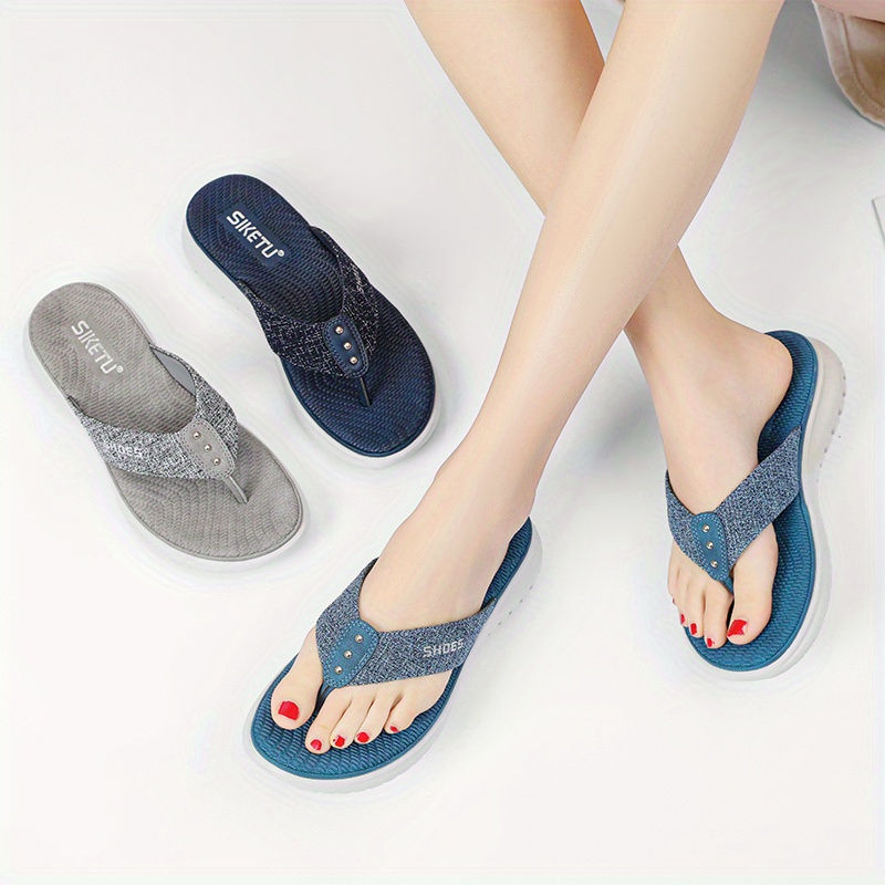 Thumbnail: New Fashion Joker Trend Women's Simple Flip-flops Sports Wedges Casual Plus Size