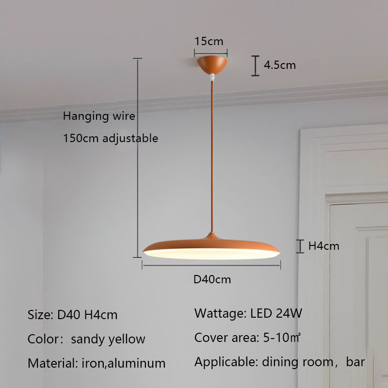 Thumbnail: Sandy yellow LED pendant light, 40cm diameter, 150cm adjustable wire, iron