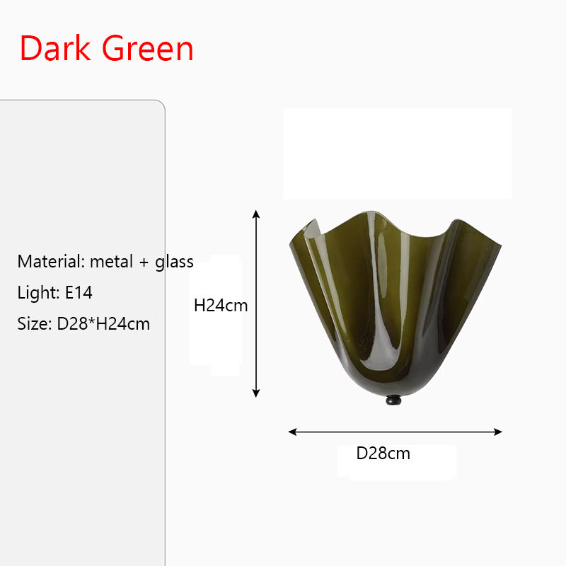 Thumbnail: Dark green metal and glass light fixture, E14, 28x24cm