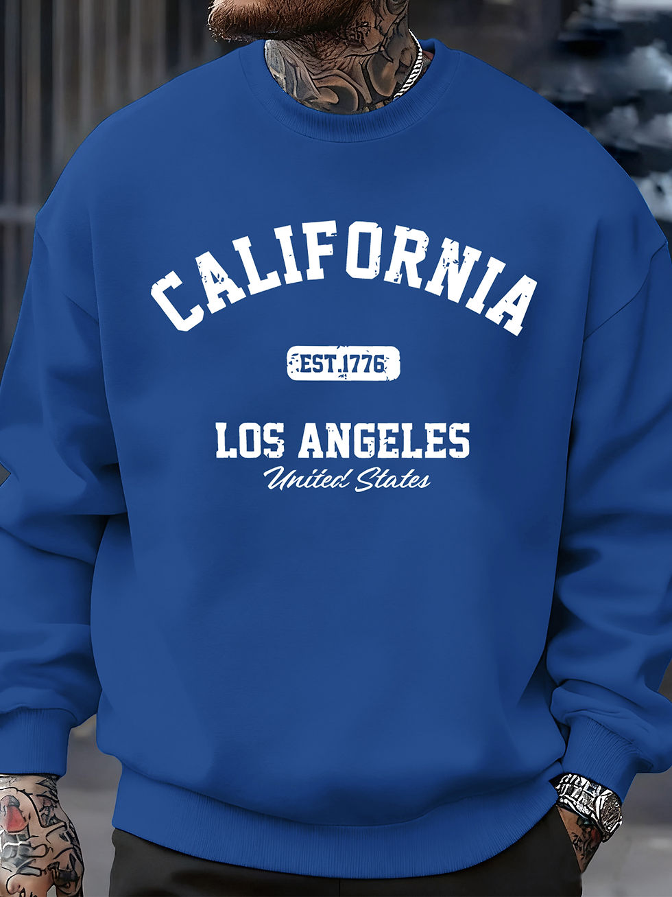 Thumbnail: Blue California Los Angeles print sweatshirt