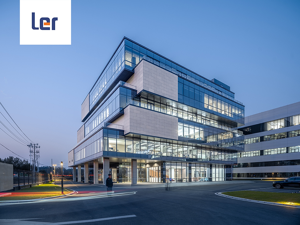 Thumbnail: Modern glass office building at dusk