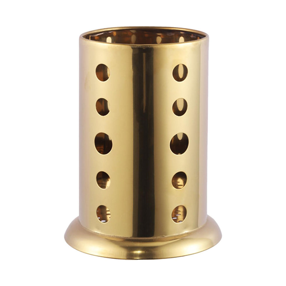 Thumbnail: Gold perforated kitchen utensil holder