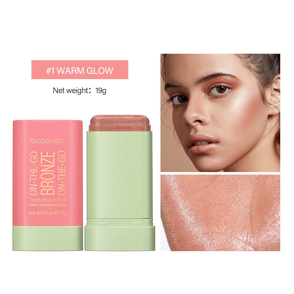 Thumbnail: ON-THE-GO BRONZE stick, #1 WARM GLOW, with model showing bronzed skin