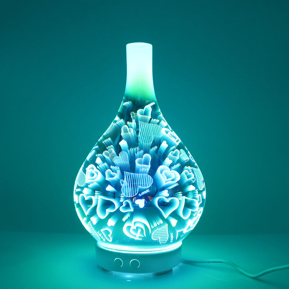 Thumbnail: Blue ultrasonic aroma diffuser with glowing heart patterns