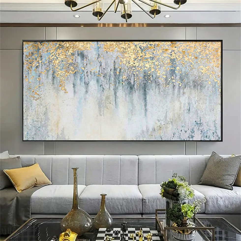 Thumbnail: Large abstract painting with gold and blue