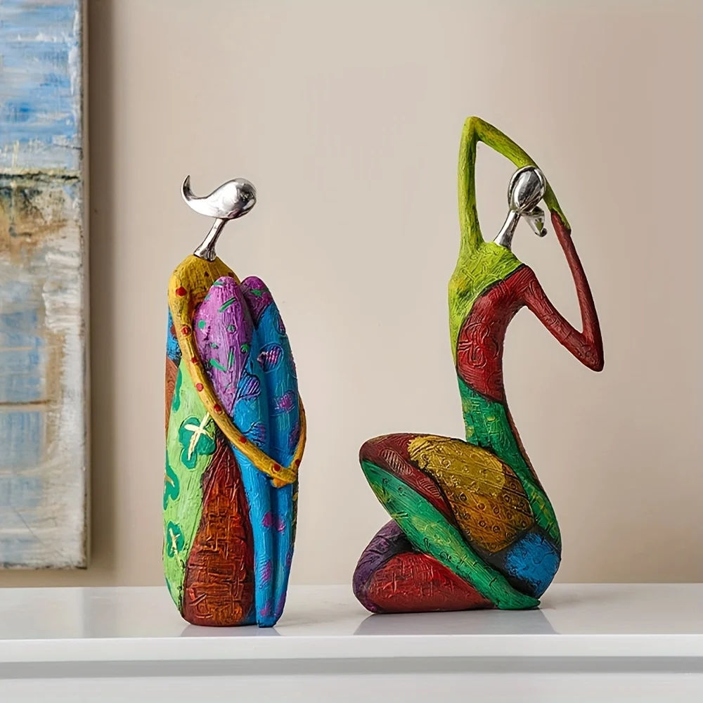 Colorful abstract artistic figure sculptures