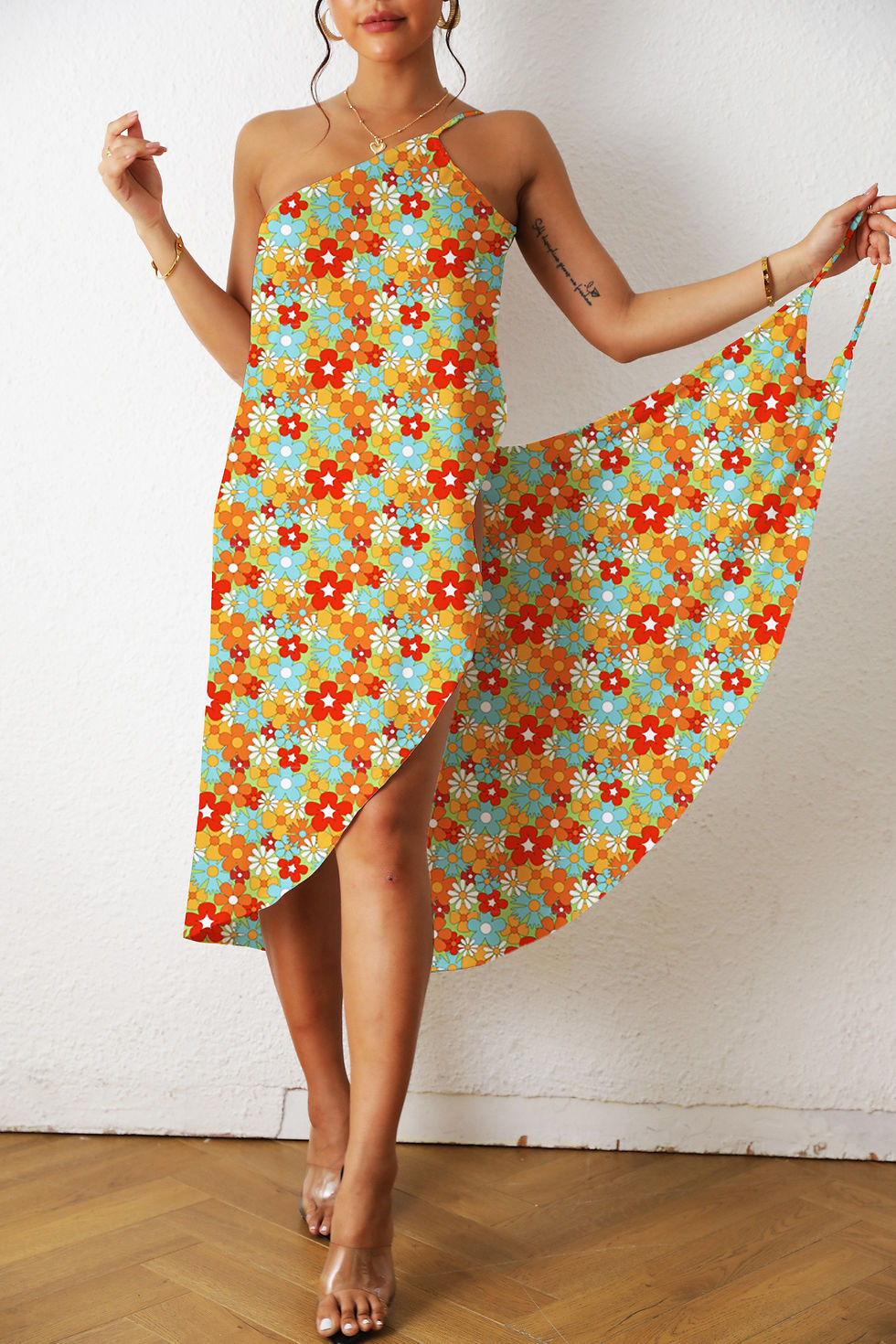 Thumbnail: One Pieces Print Sexy Beach Dress Woman Summer Aesthetic Clothing Sleeveless Flo
