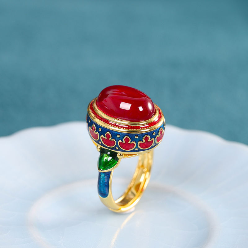 Thumbnail: Original ancient gold craftsmanship natural carnelian rings for women flower ena