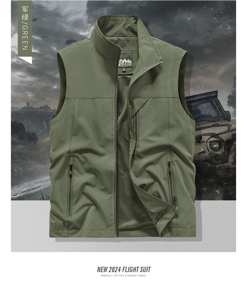 Thumbnail: 2025 New Fashion Men's Vest Windproof Solid Sleeveless Jacket Motorcycle Ourdoor