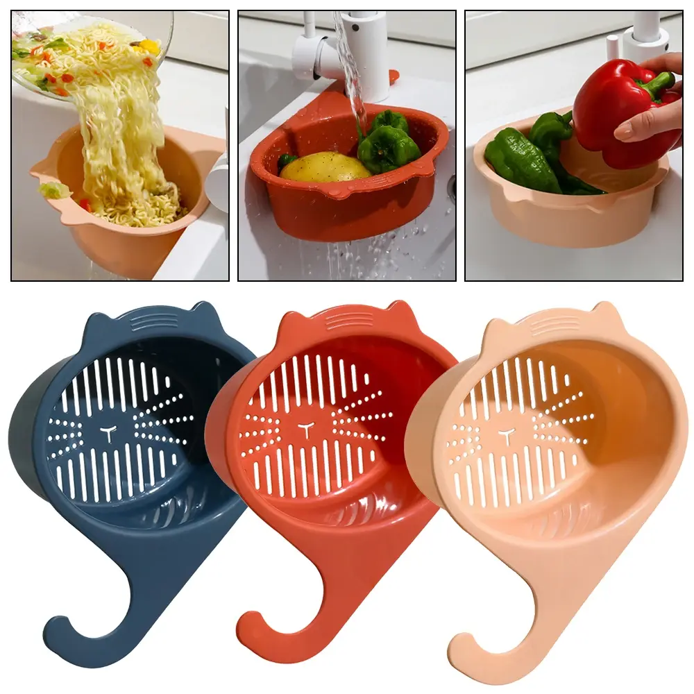 Cat-shaped kitchen colander for straining and washing food