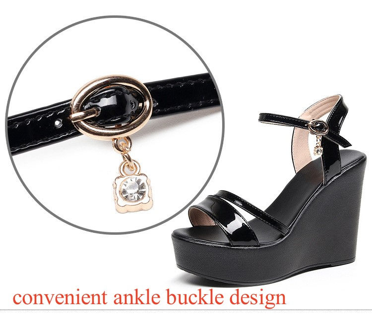 Thumbnail: Small Size 33-43 Fashion Cowhide Leather Shoes Women's Platform Wedges Sandals S