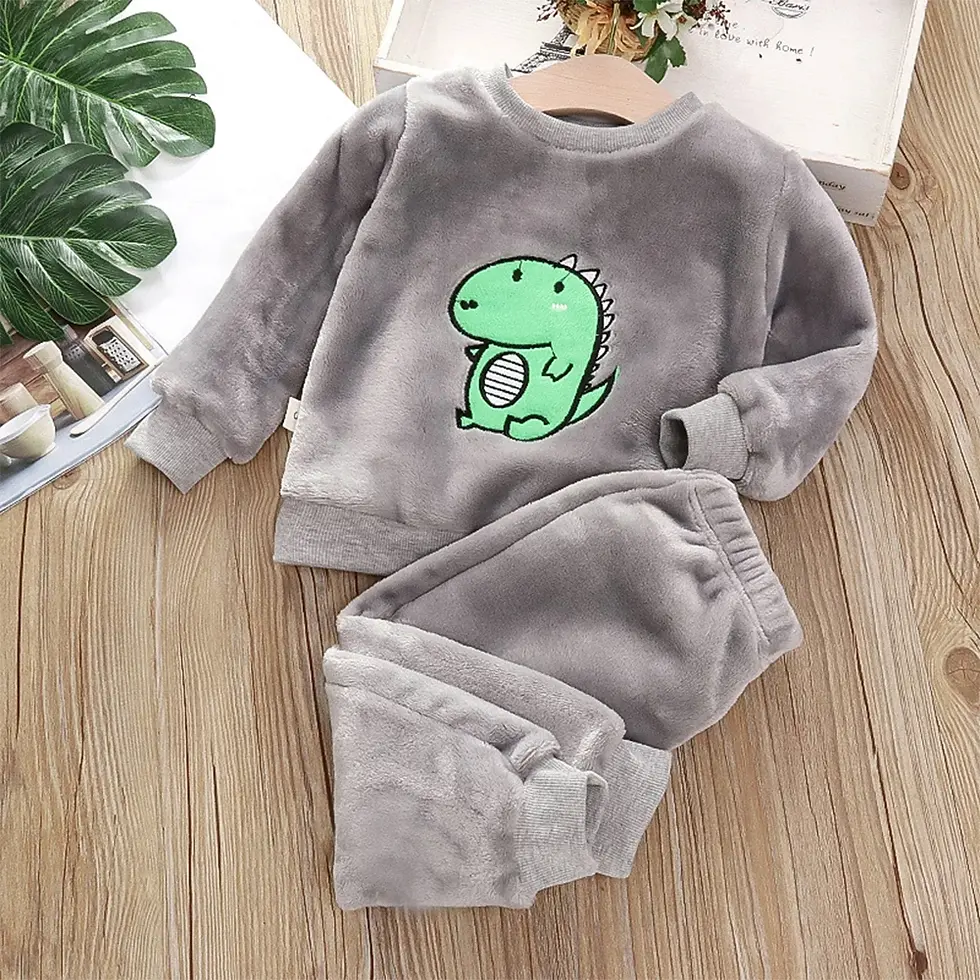 Thumbnail: Bear Leader Coral Fleece Pajama Sets Baby Boys Girls Winter Plus Velvet Thick Fl