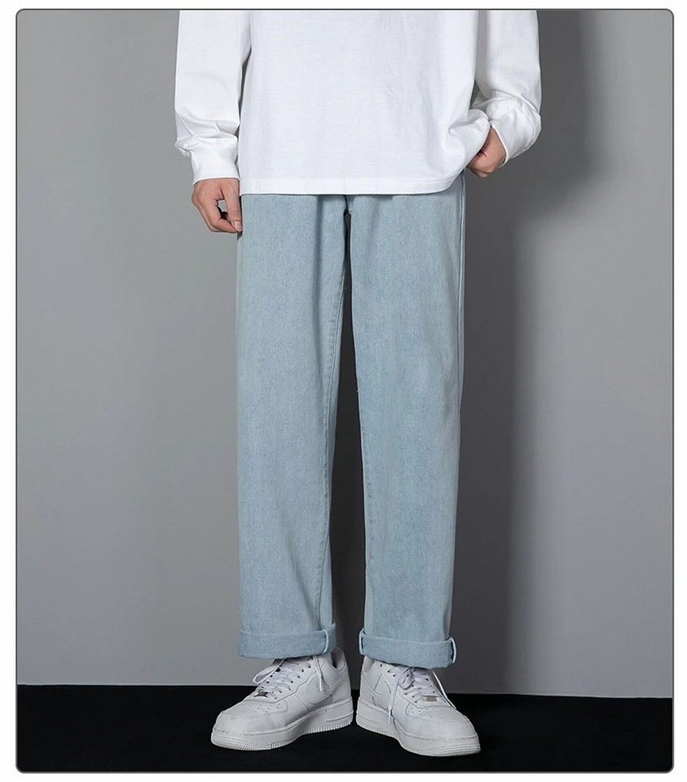 Thumbnail: Korean Solid Colors Men's Casual Long Jeans Classic Man Four Seasons Straight De