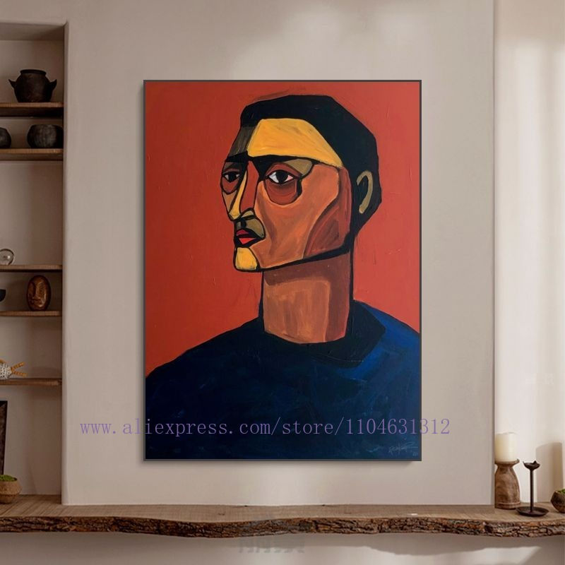 Thumbnail: Abstract portrait painting with geometric forms