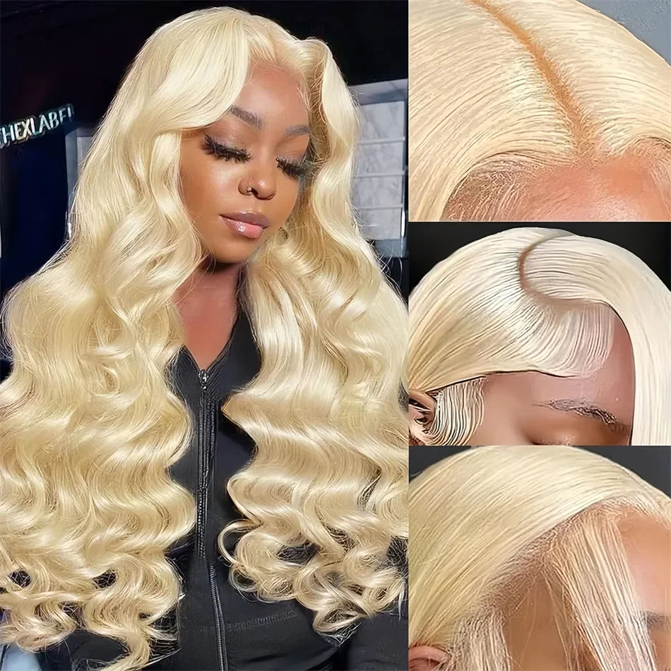Blonde wavy wig with lace front