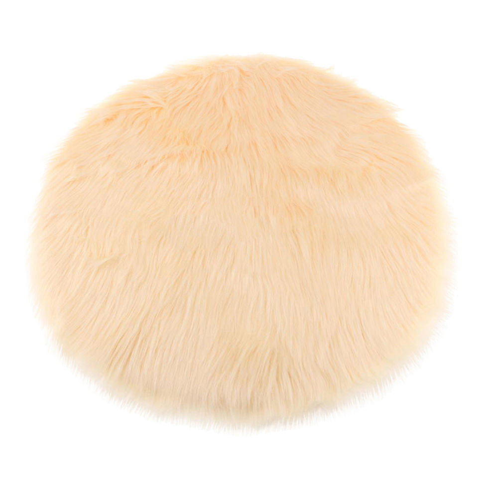 Thumbnail: Cream round faux fur mat