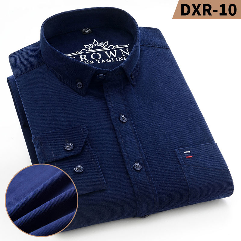 Thumbnail: Autumn Winter Men Long Sleeve Regular Fit Business    Solid Corduroy100%  Cotton