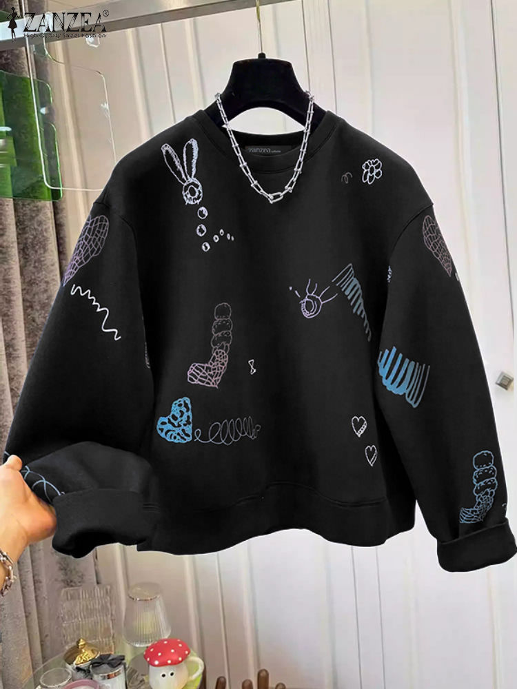 Thumbnail: Black sweatshirt with colorful abstract doodles