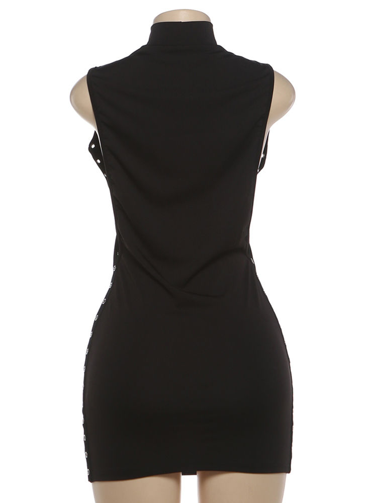 Thumbnail: Back of black sleeveless dress
