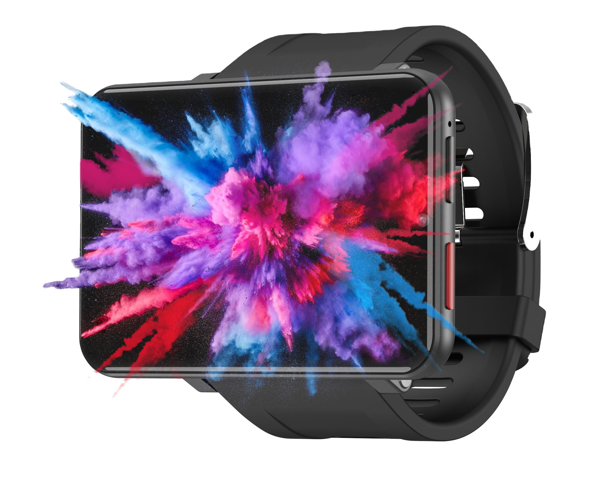 Smartwatch with colorful powder explosion