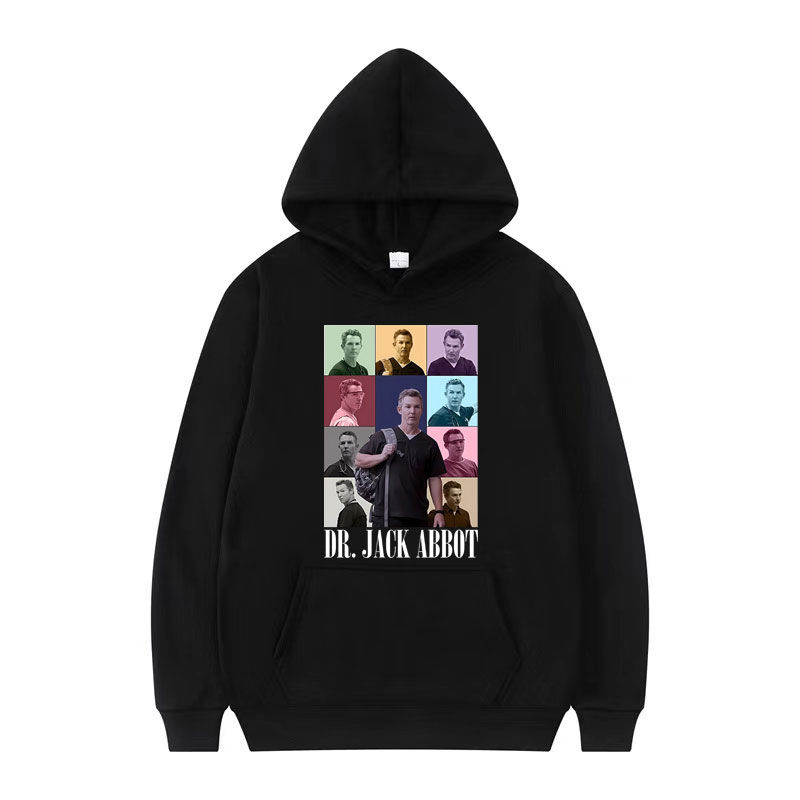 Black oversize sweatshirt with 'DR. JACK ABBOT' print