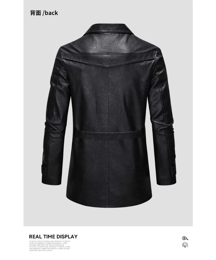 Thumbnail: Black leather jacket, back view