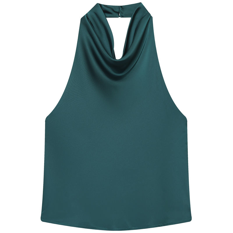 Thumbnail: Teal cowl neck halter top