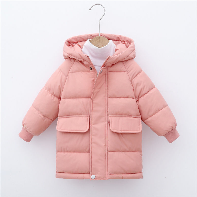 Thumbnail: Pink puffer jacket with hood and pockets