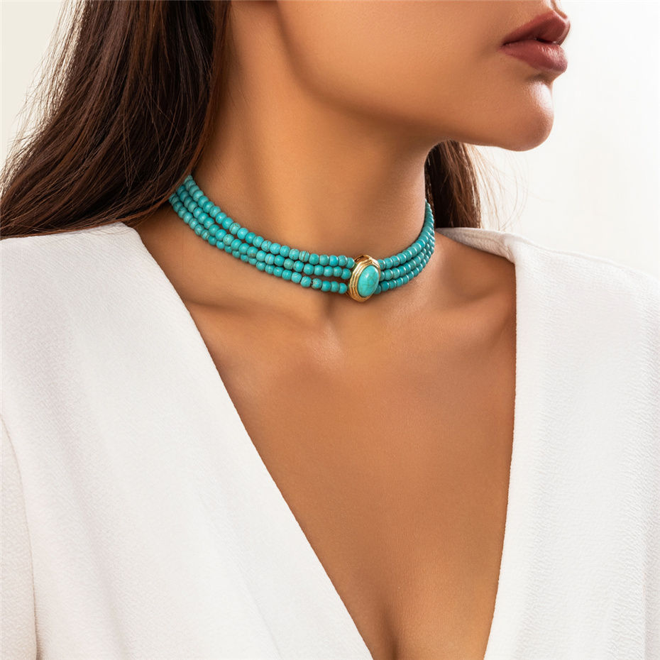 Thumbnail: Multilayer Vintage Imitation Pearl Short Choker Necklace for Women Trendy Elegan
