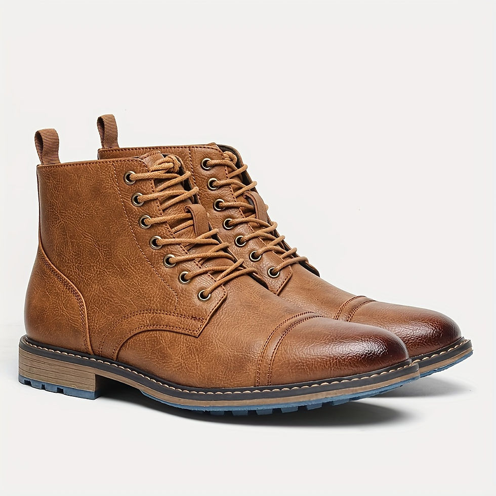 Thumbnail: Men's Oxford Boots Cap Toe Ankle Boots Outdoor Formal Dress Shoes For Party Offi