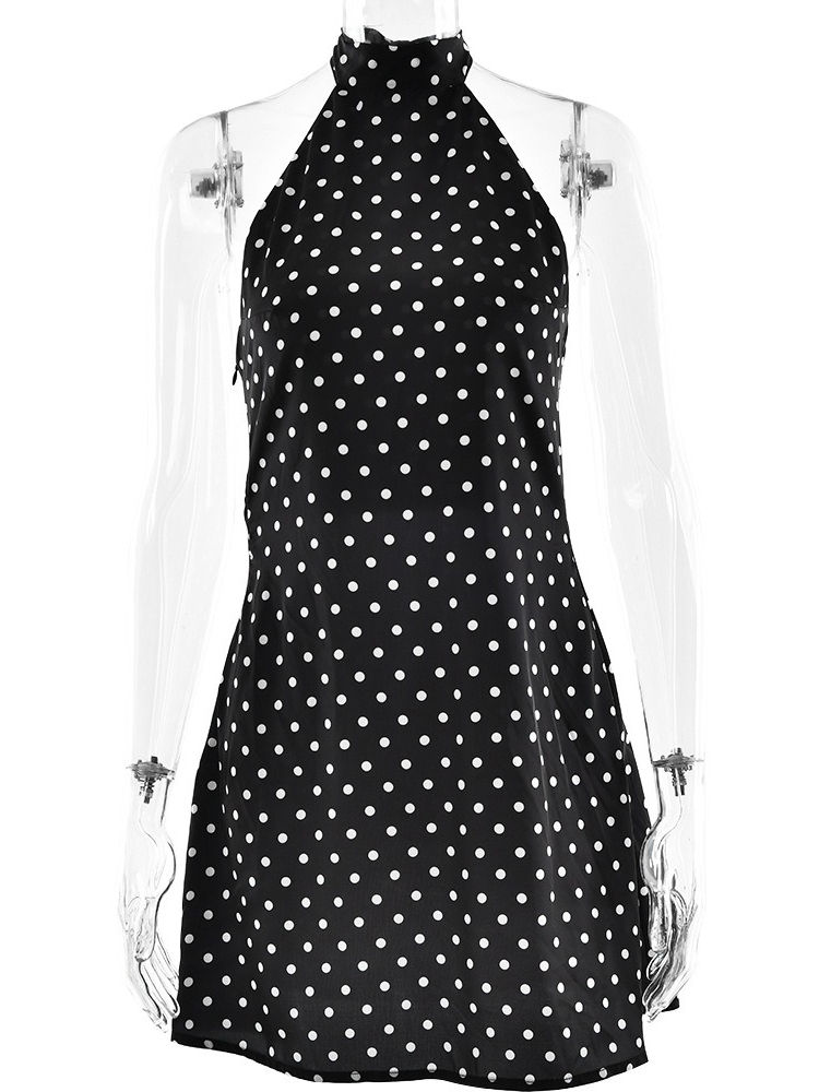 Thumbnail: FDYOUI Woman Clothes Halter Sleeveless Polka Dot Satin Short Dress 2026 Summer S