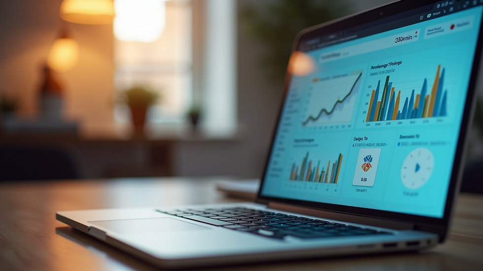 Eye-level view of a laptop screen showing an affiliate marketing dashboard