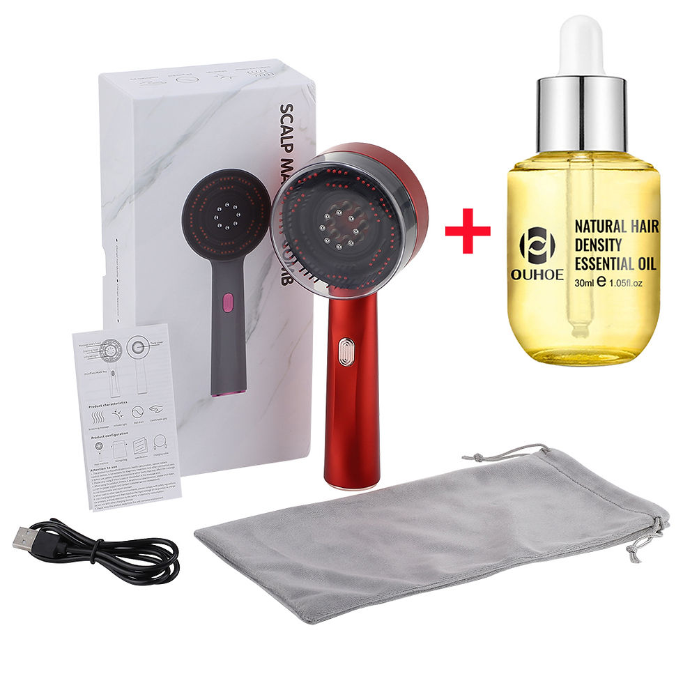 Thumbnail: Electric Vibration Massage Comb With Hair Growth Oil Red Light Laser Therapy Sca