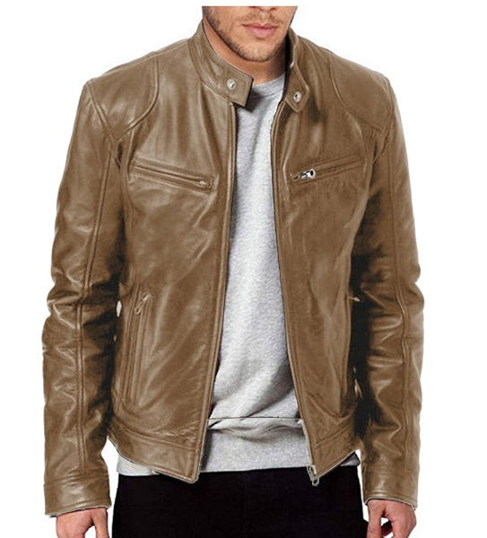 Thumbnail: 2023 Fashion Mens Leather Jacket Slim Fit Stand Collar PU Jacket Male Anti-wind 
