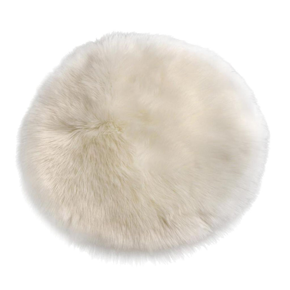 Thumbnail: Round white faux fur cushion