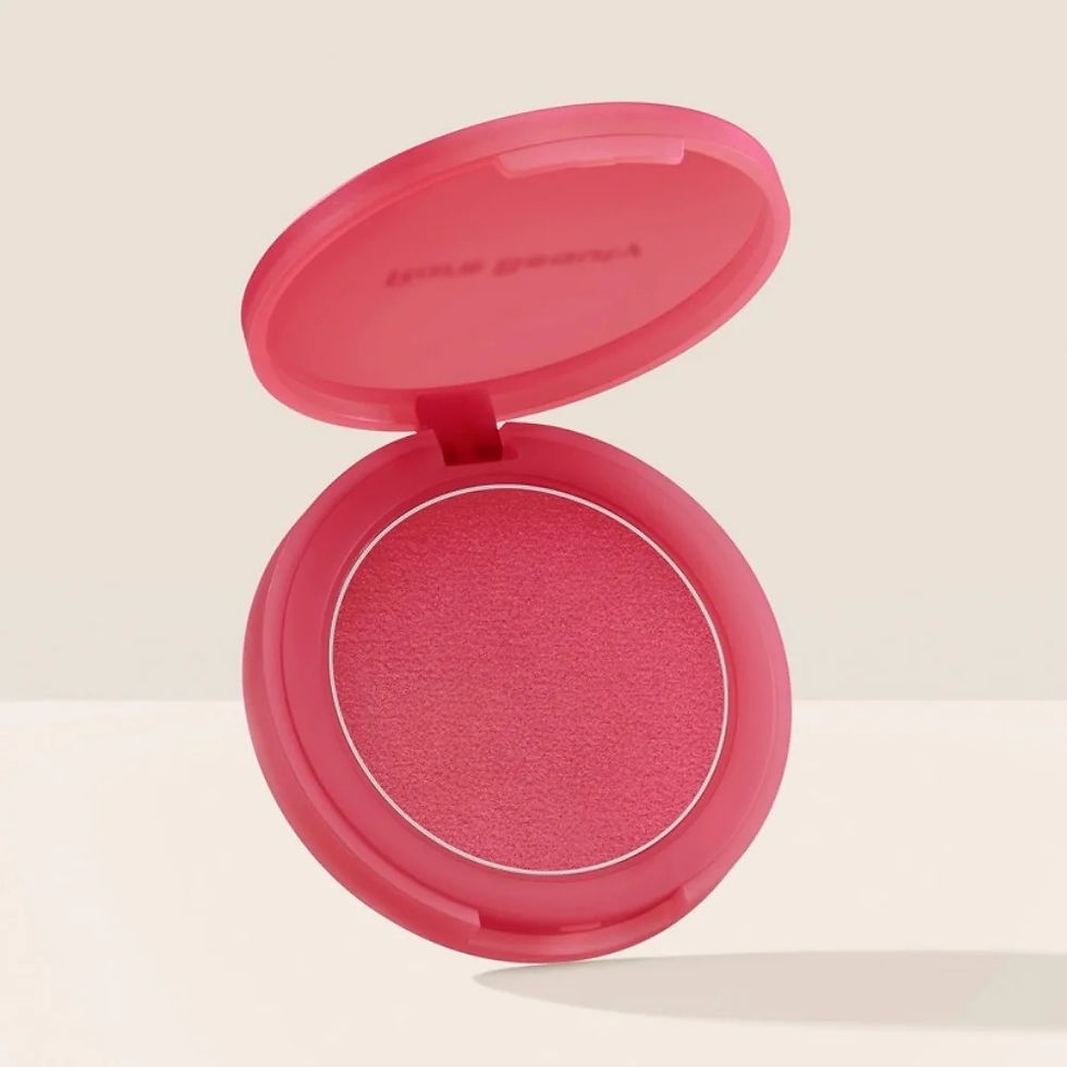 Thumbnail: Open coral pink blush compact