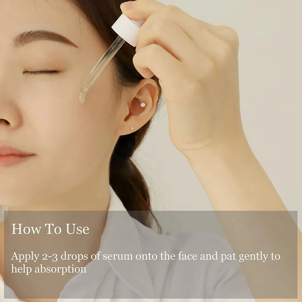 Thumbnail: Person applying serum to face. How To Use: Apply 2-3 drops of serum onto the face and pat gently to help absorption.